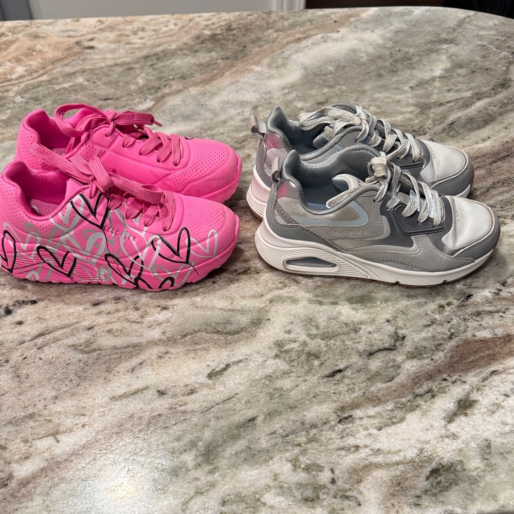 Skechers Pink and Gray Kids Sneakers